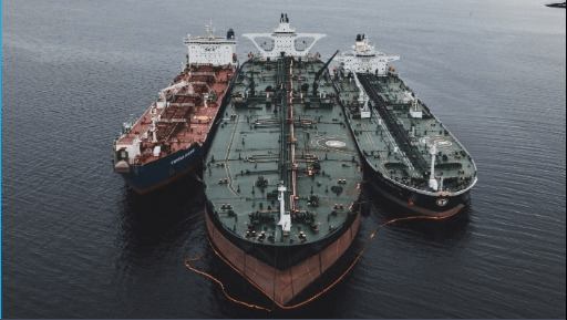 Tankers conducting a ship-to-ship transfer